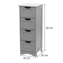 Kommode - gr� kommode med 4 skuffer 80 x 30 x 26 cm