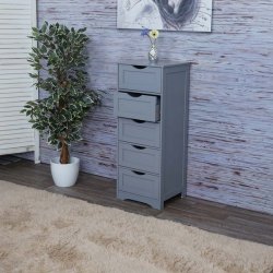 Kommode - gr� kommode med 5 skuffer 100 x 40 x 35 cm