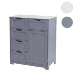 Kommode - gr� kommode med 5 skuffer og 1 skab 80 x 70 x 34 cm