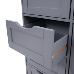 Kommode - gr� kommode med 5 skuffer og 1 skab 80 x 70 x 34 cm