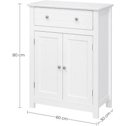 Kommode med skab/skuffe - hvid badevrelsesskab 80 x 60 x 30