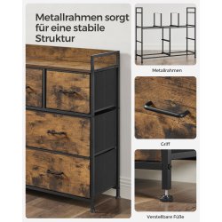 Kommode med 7 skuffer - rustik brun - 98 x 28,5 x 85