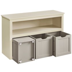 Lille kommode med hylder og kasse til opbevaring - beige 102x30x60