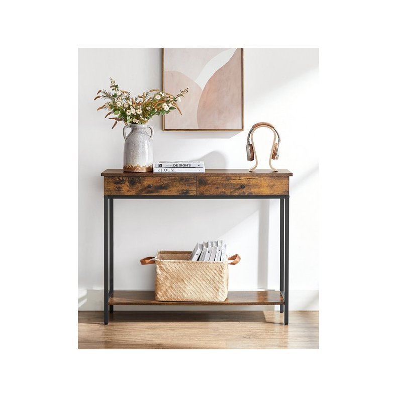 Konsolbord - sidebord i industrielt design - rustik brun 100x30x80
