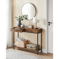 Konsolbord - sidebord i industrielt design - rustik brun 100x30x80