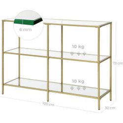 Sknk - konsolbord med hrdet glas og gyldent stel 100x30x73