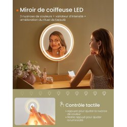 Sminkebord med lys, spejl og skuffer - eg beige - beheme stil