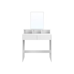 Sminkebord - kosmetikbord med hylde, spejl og skuffer - hvid