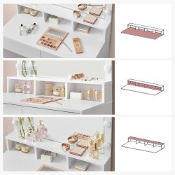 Sminkebord - kosmetikbord med lys, spejl og skuffer - hvid