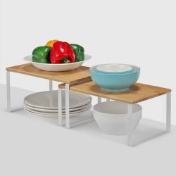 Hylder til bord - st med 2 stabelbare kkkenhylder - bambus