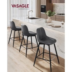 Barstole med ergonomisk l�ders�de og rygl�n - 2 stk - sort