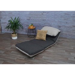 L�nestolsseng - sovestol og g�steseng - m�rkegr�/lysegr� sovestol 75x217