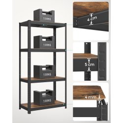 Stlreol - lagerreol - sort og rustik brun reol 160 x 80 x 40