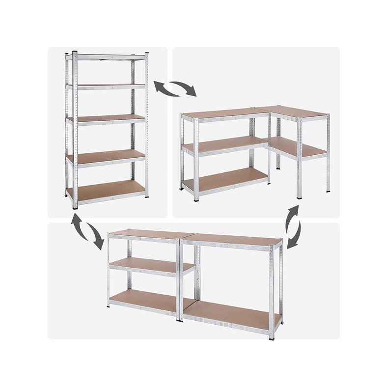 Stlreol - st med 2 lagerreoler - slv og brun 180 x 90 x 40