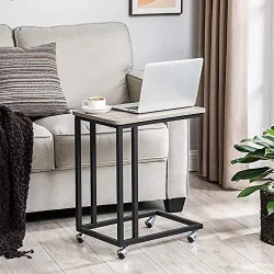 Sidebord - C-formet laptop bord til sofa og seng - gr� beige (greige)