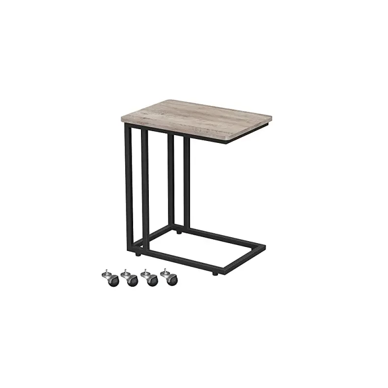 Sidebord - C-formet laptop bord til sofa og seng - gr beige (greige)