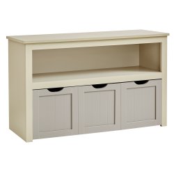 Lille kommode med hylder og kasse til opbevaring - beige 102x30x60