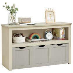 Lille kommode med hylder og kasse til opbevaring - beige 102x30x60