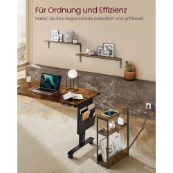 Sidebord med strmstik - smal slank sengebord - rustik brun