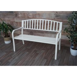 Metalbnk - bnk i metal - parkbnk i hvid pulverlakeret stl - 127 cm