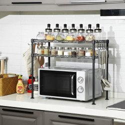 Mikroblgeovns stativ med opbevaringshylder til kkkenbord