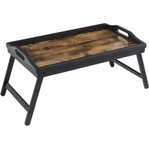 Morgenmadsbakke med ben - bakkebord til seng - rustik brun