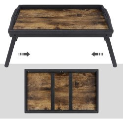 Morgenmadsbakke med ben - bakkebord til seng - rustik brun