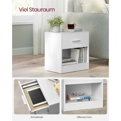 Sengebord - sidebord med skuffe - hjrnebord - hvid 28x39x41