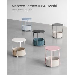 Sidebord - rundt hjrnebord med stofkurv - gr 45 x H50 cm