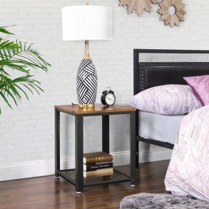 Sidebord - firkantet i industrielt design - rustik brun 45x45x55