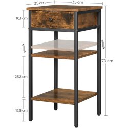 Natbord - sidebord i industrielt design - rustik brun 35x35x70