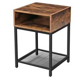 Natbord - sengebord i industrielt design - brun 40 x 40 x 58