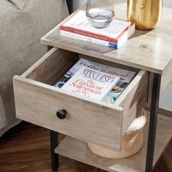 Sidebord - natbord i industrielt design - gr beige (greige) 40x40x55