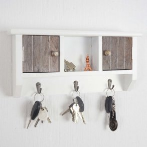 N�gle knager�kke med 2 skabe - brun hvid v�gskab n�gleskab