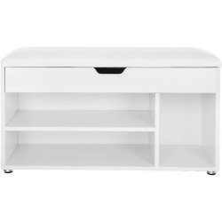 Skobnk - siddebnk med skohylder - opbevaringsbnk - hvid