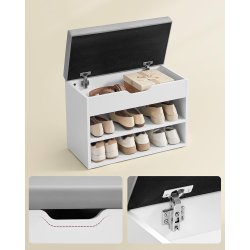 Skob�nk - siddeb�nk og opbevaringsb�nk med skohylder - hvid