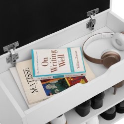 Skob�nk - siddeb�nk og opbevaringsb�nk med skohylder - hvid