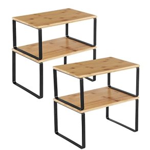 Hylder til bord - 2x2 stabelbare k�kkenhylder - bambus