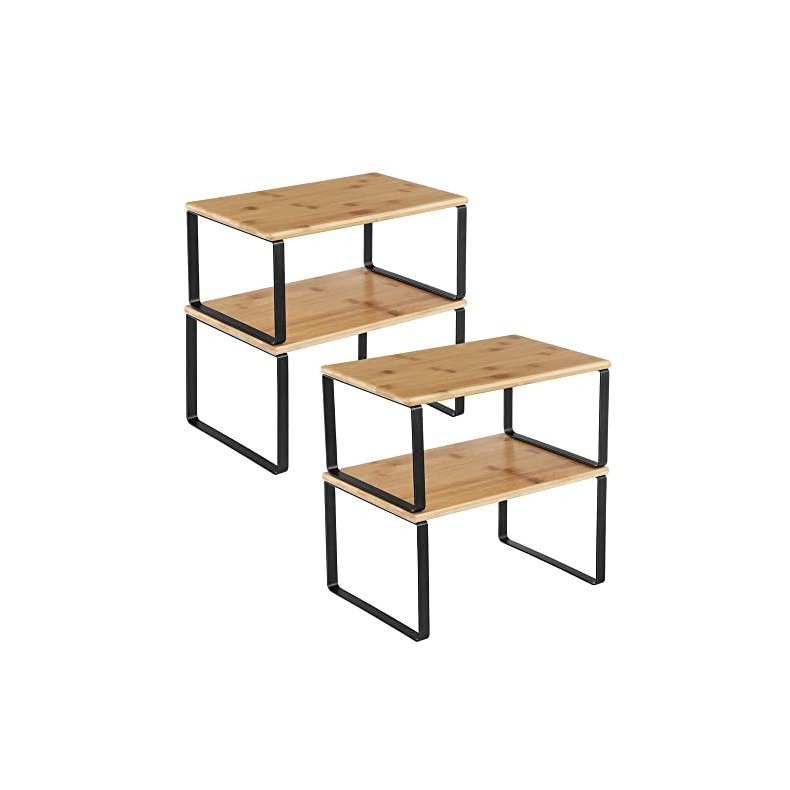 Hylder til bord - 2x2 stabelbare k�kkenhylder - bambus