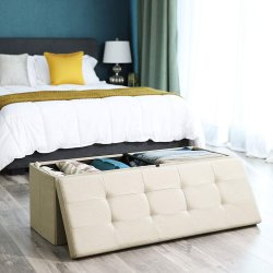 Bnk med kiste - siddebnk med opbevaring 110 x 38 x 38 - beige