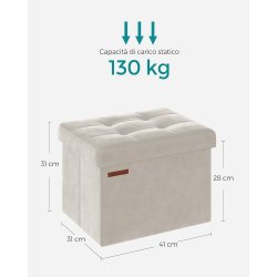 Puf med kiste - skammel med opbevaring 31 x 41 x 31 - creme hvid