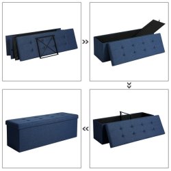 Bnk med kiste - siddebnk med opbevaring 110 x 38 x 38 - marinebl