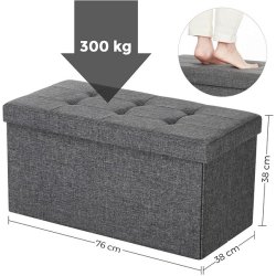 Bnk med kiste - siddebnk med opbevaring 76 x 38 x 38 - mrkegr