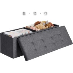 Bnk med kiste - siddebnk med opbevaring 110 x 38 x 38 - mrkegr