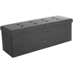 Entrebnk - siddebnk med kiste 110 x 38 x 38 - mrkegr stof