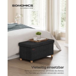 Bnk med kiste - siddebnk med opbevaring 38 x 76 x 40 - sort