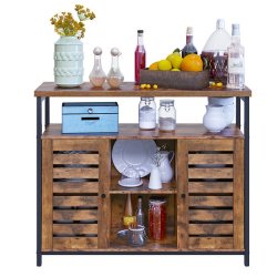 Sk�nk med skabe og hylder - rustik brun skab 100 x 35 x 80