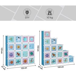 Opbevaringsskab - kubisk skab i plastik - plastikskab med 16 rum