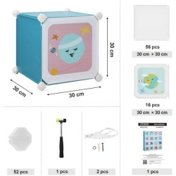 Opbevaringsskab - kubisk skab i plastik - plastikskab med 16 rum