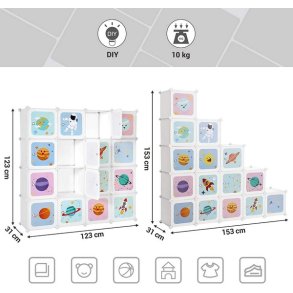 Opbevaringsskab - kubisk skab i plastik - plastikskab med 16 rum